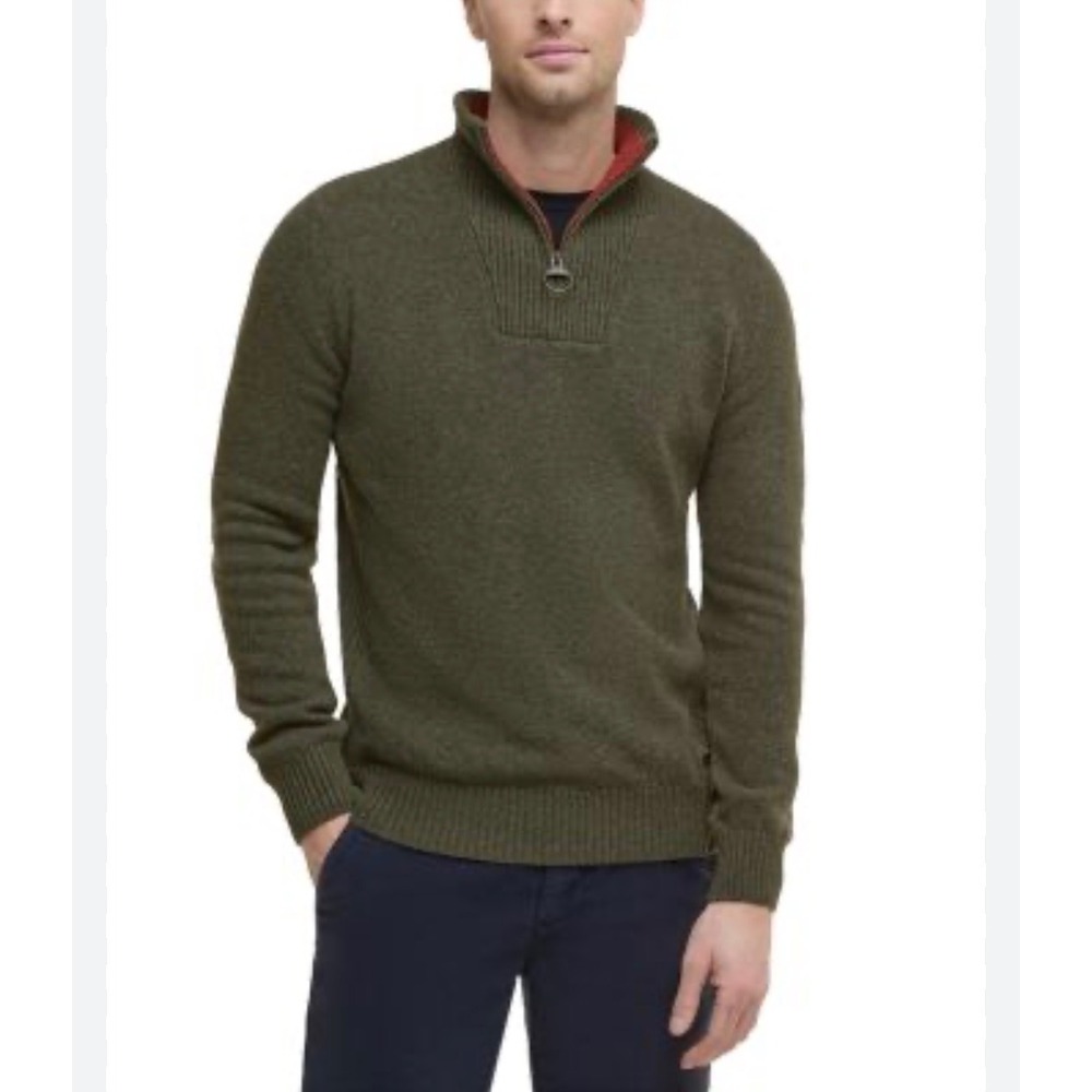 Barbour Nelson Essential Quarter-Zip Jumper Sweater Mens XL Seaweed Green